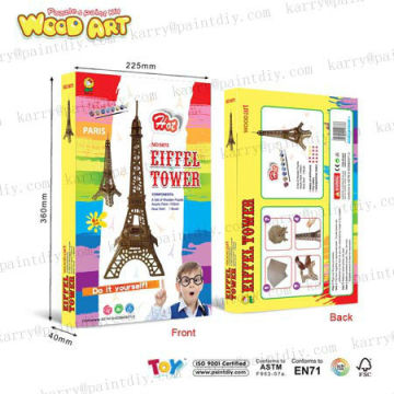 funny diy wooden eiffel tower set passed ASTM D4236&EN71 testing standard